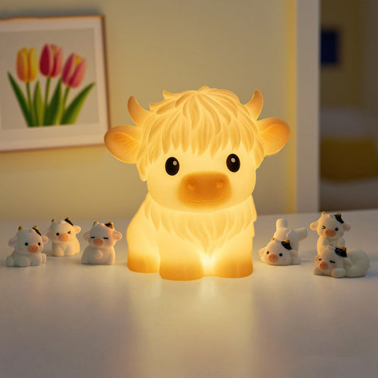 MeWaii® Highland Cow Silicone Squishy LED Night Light - Perfect Gift for Kids and Girls