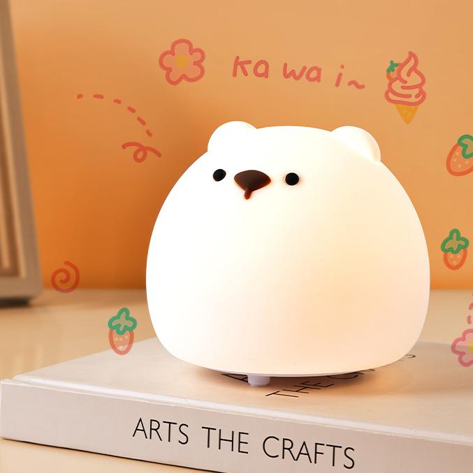 Squishy Silicone Chubby Bear LED Night Light - Perfect Gift for Kids and Girls