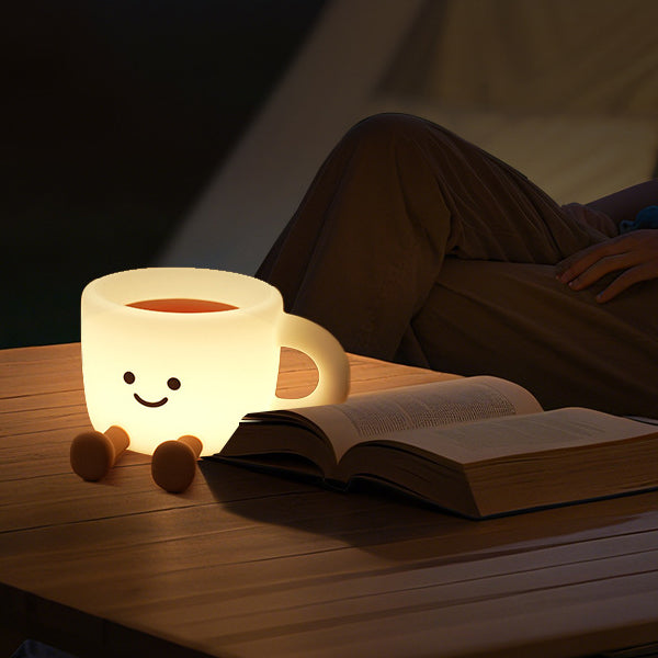 Coffee Cup Squishy Silicone Night Light Soft Glow Cute Collectible Fun Decor Perfect Gift