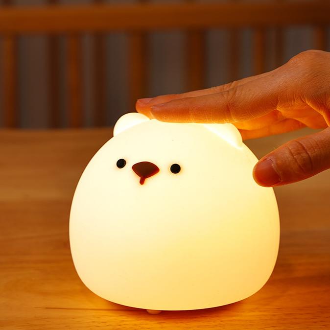 Squishy Silicone Chubby Bear LED Night Light - Perfect Gift for Kids and Girls