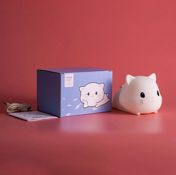 MeWaii® Little Kitten Cat Night Light Big Head Cute Lamp Lying Soft Silicone Perfect Gift