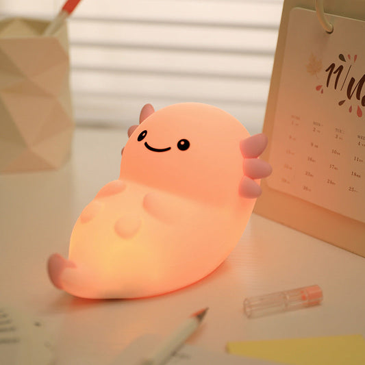 Squishy Silicone Pink Axolotl LED Night Light - Perfect Gift for Kids and Girls
