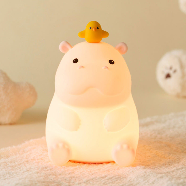MeWaii® Hippo with Duck Adorable Squishy Silicone Night Light Perfect Gift