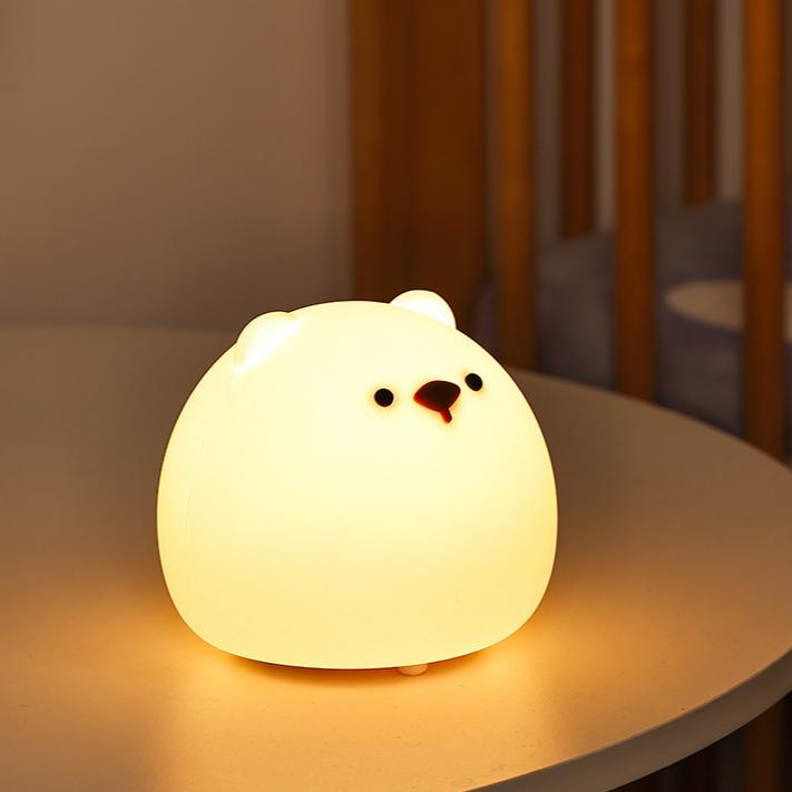 Squishy Silicone Chubby Bear LED Night Light - Perfect Gift for Kids and Girls