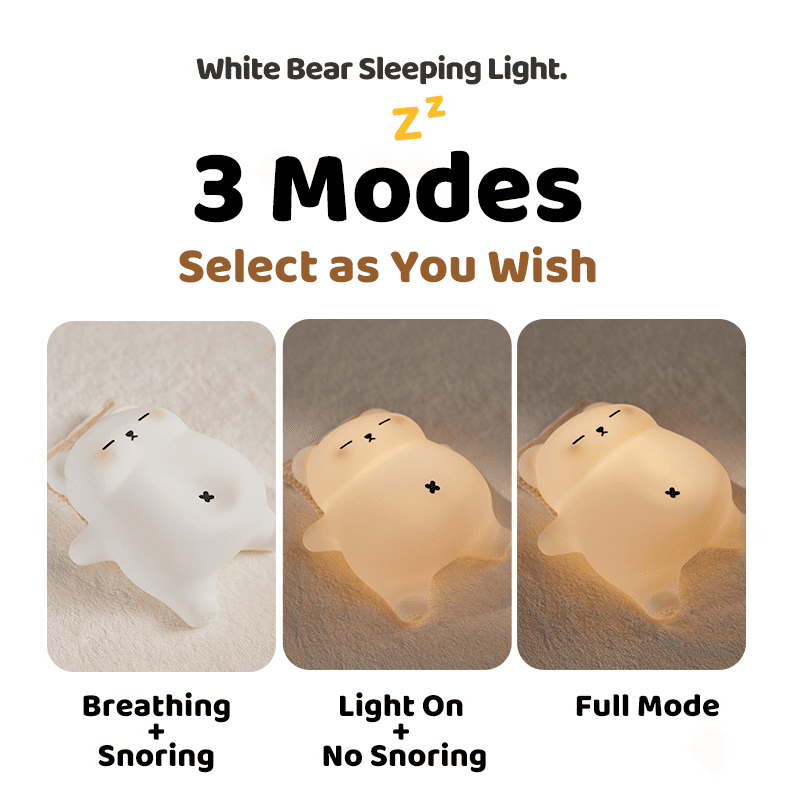 MeWaii® Breathing Bear Snuggly  Squishy Silicone Sleeping Companion Sound LED Night Light Perfect Gift