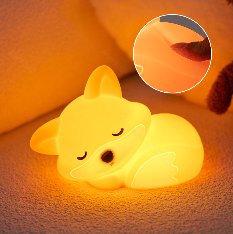 MeWaii® Fox Night Light with Curled Tail Silicone Squishy Animal Design Lamp Perfect Gift