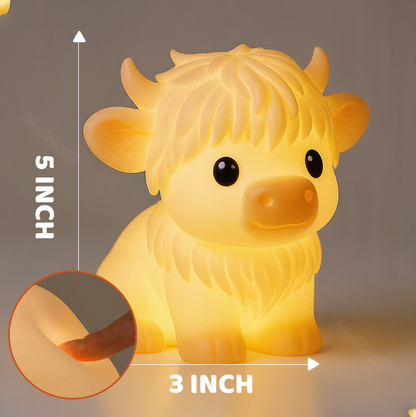 MeWaii® Highland Cow Silicone Squishy LED Night Light - Perfect Gift for Kids and Girls