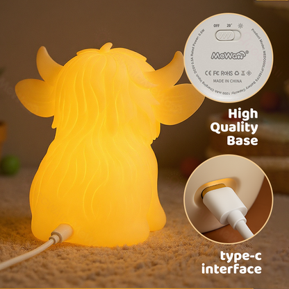 MeWaii® Highland Cow Silicone Squishy LED Night Light - Perfect Gift for Kids and Girls