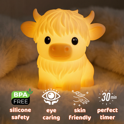 MeWaii® Highland Cow Silicone Squishy LED Night Light - Perfect Gift for Kids and Girls