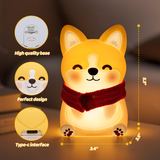 MeWaii® Corgi Puppy Adorable Squishy Silicone  LED Night Light - Perfect Gift for Kids and Girls