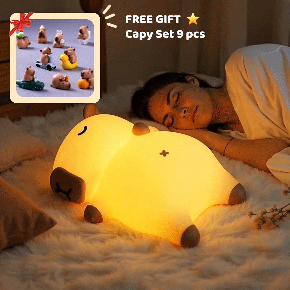 MeWaii® Sleeping Capybara Breathing Squishy Silicone Companion Sound LED Night Light Perfect Gift