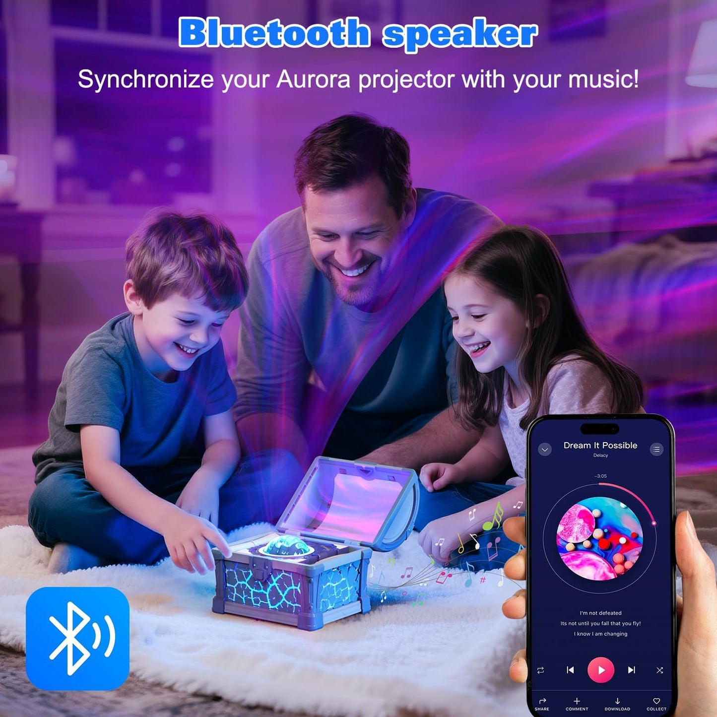 Retro Treasure Box Projection Light Bluetooth Speaker Mini Soundbox Bedroom Atmosphere Night Light Gift