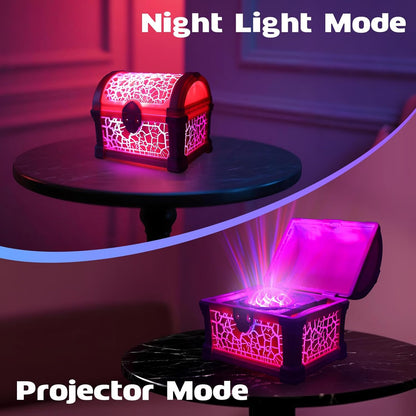 Retro Treasure Box Projection Light Bluetooth Speaker Mini Soundbox Bedroom Atmosphere Night Light Gift