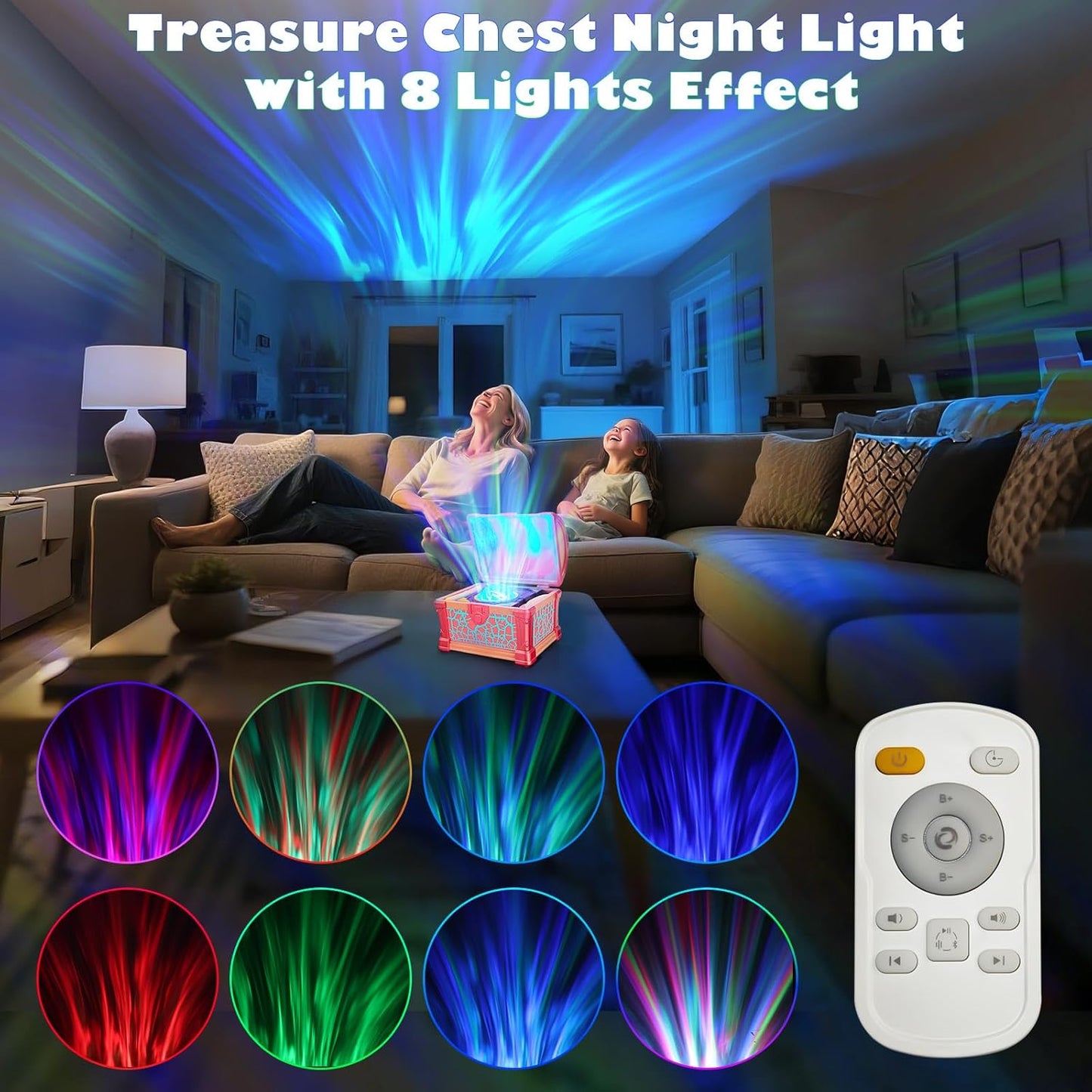 Retro Treasure Box Projection Light Bluetooth Speaker Mini Soundbox Bedroom Atmosphere Night Light Gift
