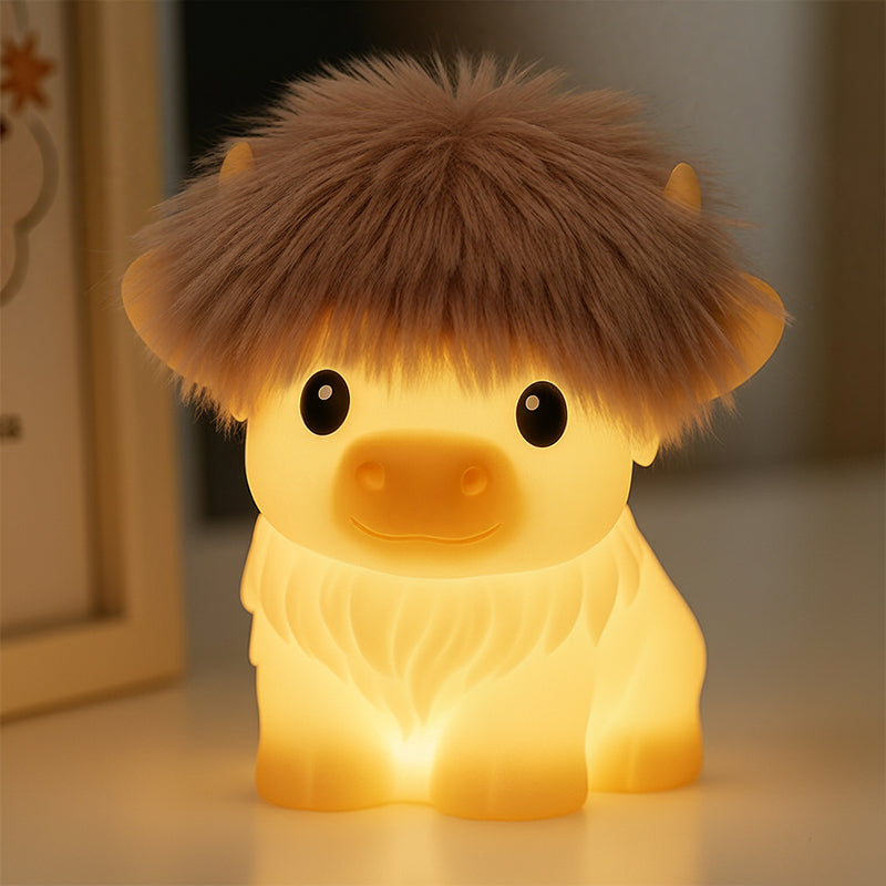MeWaii® Highland Cow Silicone Squishy LED Night Light - Perfect Gift for Kids and Girls