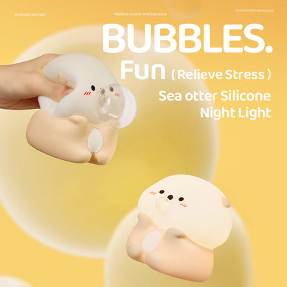 MeWaii® Otter Bubble Blowing Baby Squishy Silicone Night Light Soft Glow Adorable Funny Perfect for Gift