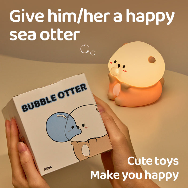 MeWaii® Otter Bubble Blowing Baby Squishy Silicone Night Light Soft Glow Adorable Funny Perfect for Gift