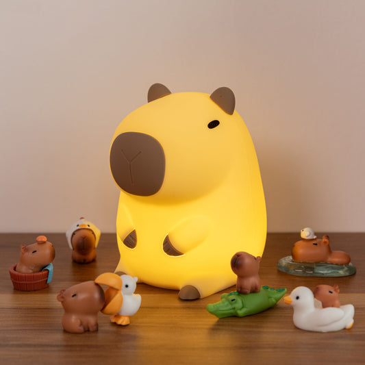 MeWaii® Capybara Full of Capy Squishy Night Light Figurines Adorable Set DIY Desk Collection Perfect Gift
