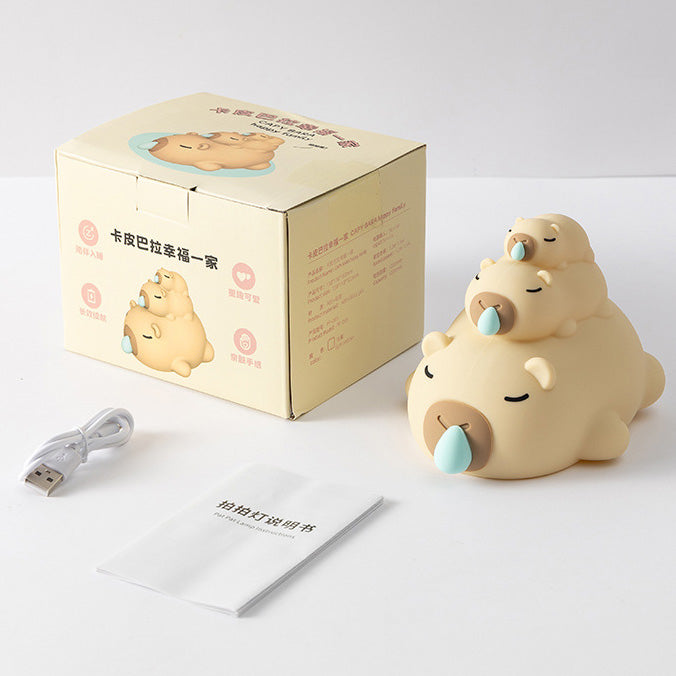 Stacked Capybara Night Light Triple Layer Sleepy Squishy Silicone Perfect Gift