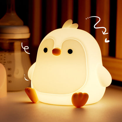 Penguin Night Light Round Cute Soft Silicone Squishy Bedside Night Lamp Perfect Gift