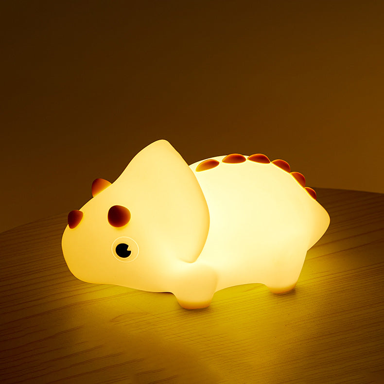Squishy Silicone Triceratops Dinosaur LED Night Light - Perfect Gift for Kids and Girls