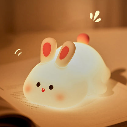 Cute Rabbit LED Squishy Tap Tap Night Light Lamp