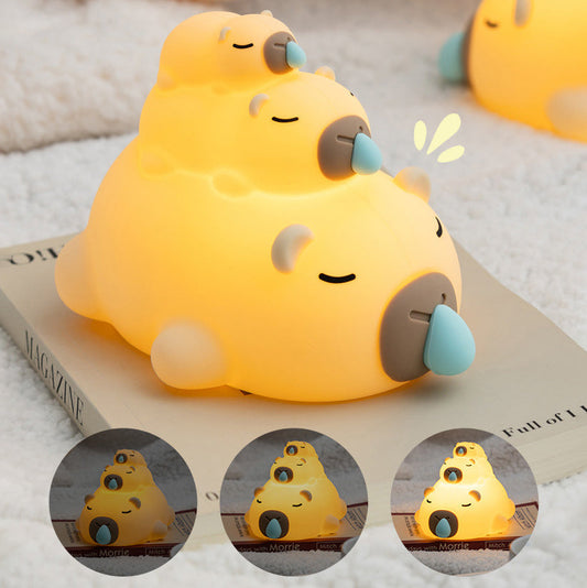 Stacked Capybara Night Light Triple Layer Sleepy Squishy Silicone Perfect Gift