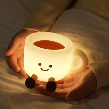 Coffee Cup Squishy Silicone Night Light Soft Glow Cute Collectible Fun Decor Perfect Gift
