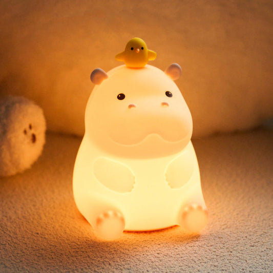MeWaii® Hippo with Duck Adorable  Squishy Silicone Night Light Perfect Gift