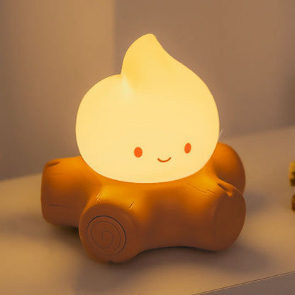 Campfire Silicone Squishy Cute Flame Night Light Playful Face Cozy Perfect Gift