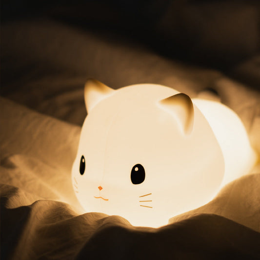 MeWaii® Little Kitten Cat Night Light Big Head Cute Lamp Lying Soft Silicone Perfect Gift