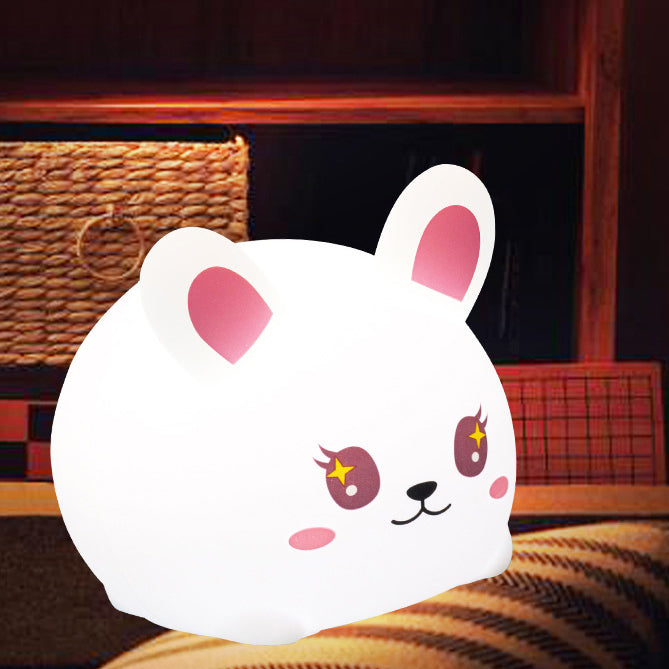 Squishy Silicone Big Face Bunny LED Night Light - Perfect Gift for Kids and Girls
