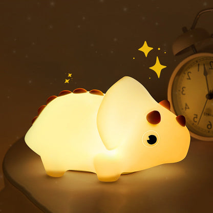 Squishy Silicone Triceratops Dinosaur LED Night Light - Perfect Gift for Kids and Girls