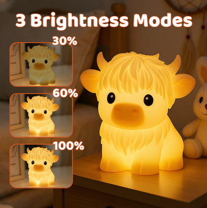 MeWaii® Highland Cow Silicone Squishy LED Night Light - Perfect Gift for Kids and Girls
