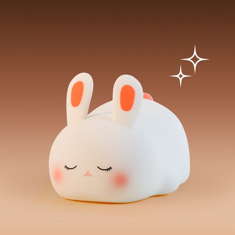 MeWaii® Squishy Silicone Cute Lying Bunny LED Night Light - Perfect Gift for Kids and Girls