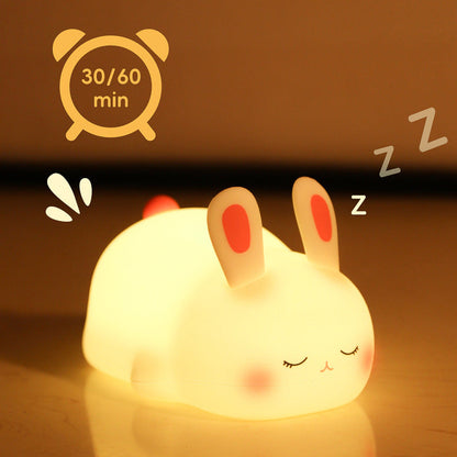 MeWaii® Squishy Silicone Cute Lying Bunny LED Night Light - Perfect Gift for Kids and Girls
