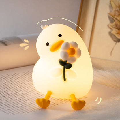 MeWaii® Squishy Silicone Duck Flower LED Night Light - Perfect Gift for Kids and Girls