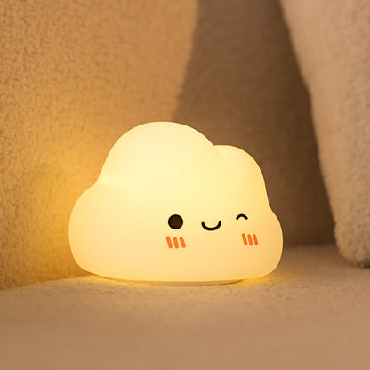 Squishy Silicone Smiling Clouds LED Night Light - Perfect Gift for Kids and Girls