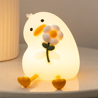 MeWaii® Squishy Silicone Duck Flower LED Night Light - Perfect Gift for Kids and Girls