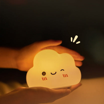 Squishy Silicone Smiling Clouds LED Night Light - Perfect Gift for Kids and Girls