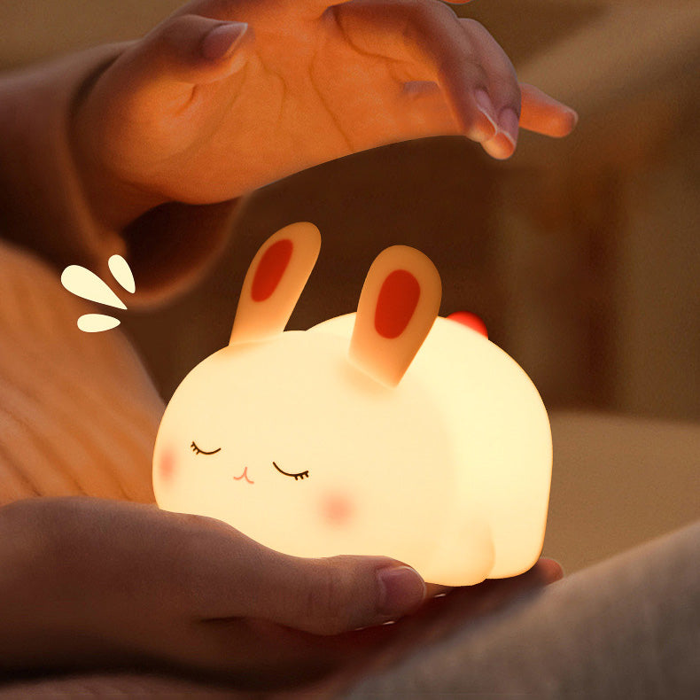 MeWaii® Squishy Silicone Cute Lying Bunny LED Night Light - Perfect Gift for Kids and Girls