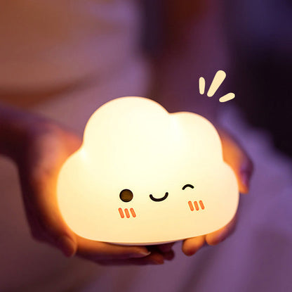 Squishy Silicone Smiling Clouds LED Night Light - Perfect Gift for Kids and Girls