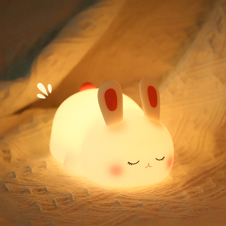 MeWaii® Squishy Silicone Cute Lying Bunny LED Night Light - Perfect Gift for Kids and Girls