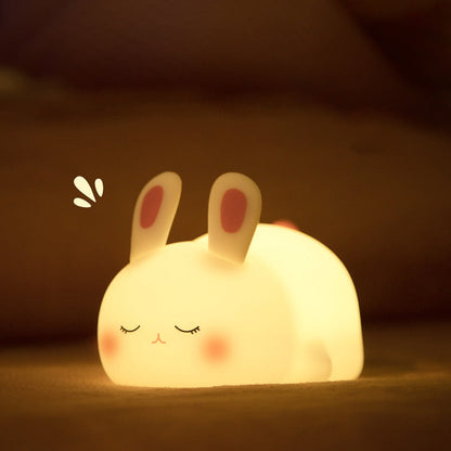 MeWaii® Squishy Silicone Cute Lying Bunny LED Night Light - Perfect Gift for Kids and Girls