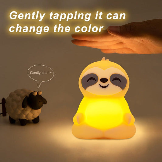 MeWaii® Meditating Sloth Squishy Silicone  Calm Glow Night Light Sitting Pose Lamp Perfect Gift