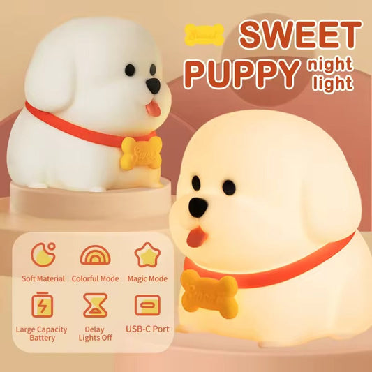 MeWaii® Puppy Silicone Squishy Night Light with Red Collar Sweet Bone Tag Decor Perfect Gift
