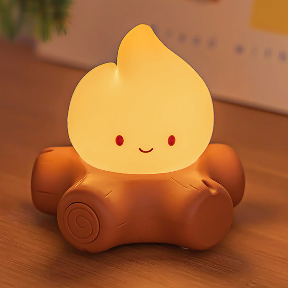 Campfire Silicone Squishy Cute Flame Night Light Playful Face Cozy Perfect Gift
