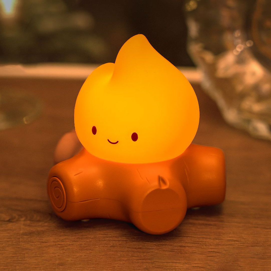 Campfire Silicone Squishy Cute Flame Night Light Playful Face Cozy Perfect Gift