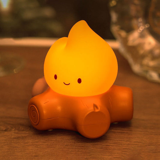 Campfire Silicone Squishy Cute Flame Night Light Playful Face Cozy Perfect Gift