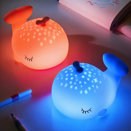 MeWaii® Whale with Water Spout and Ocean Dream Style Silicone Squishy Night Light Gift Cute Rounded Perfect Gift
